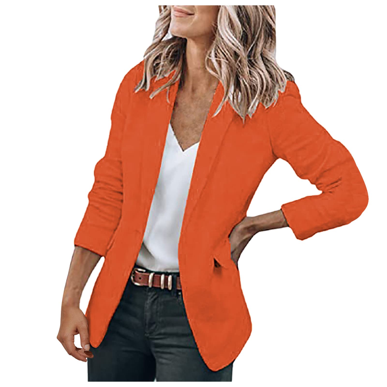 Women's Casual Blazer Jacket - Long Sleeve Open Front Office Wear for Work