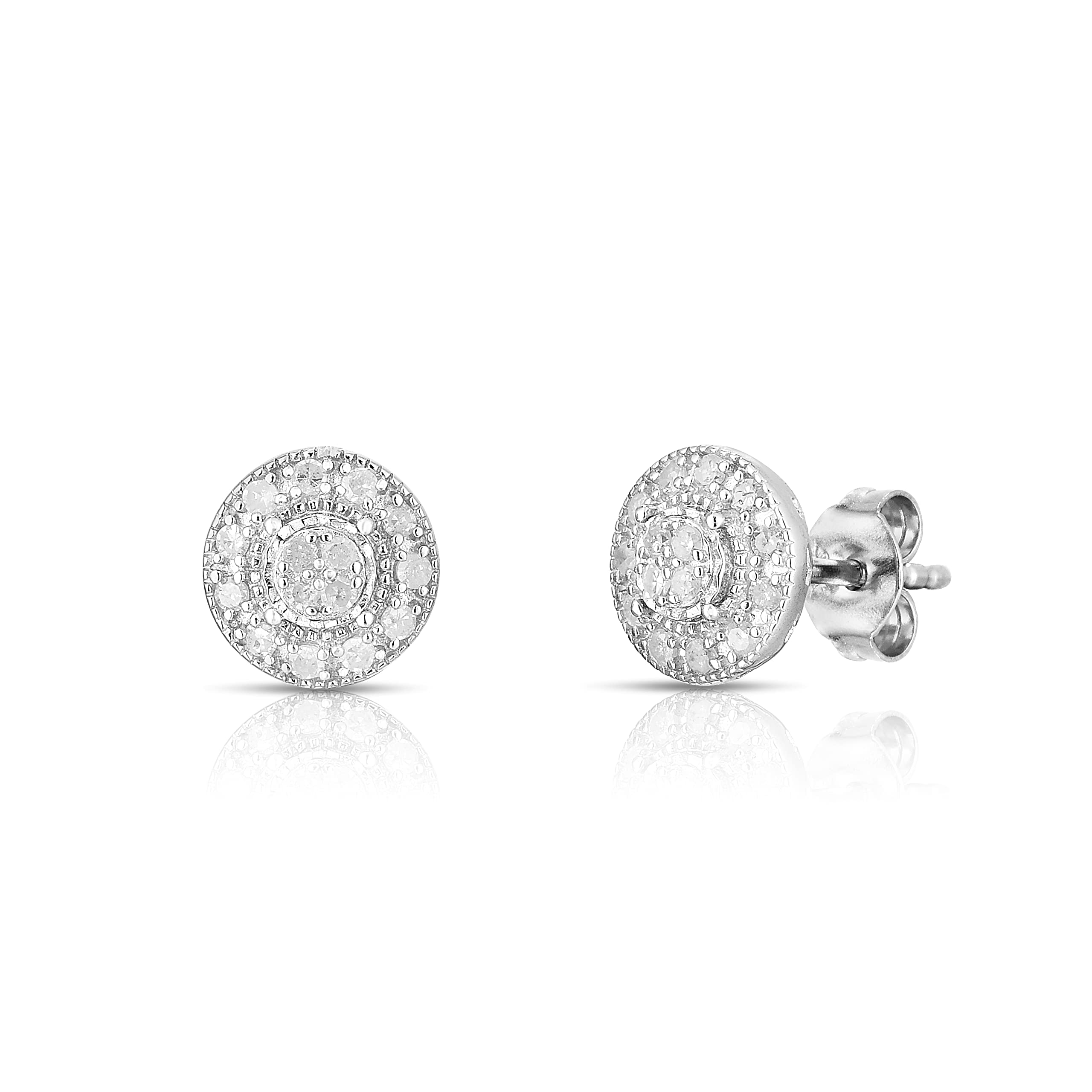 NATALIA DRAKE 1/4 Carat Round Halo Diamond Stud Earrings for Women - 925 Sterling Silver Rhodium Plated - Perfect for Weddings, Anniversaries & Everyday Elegance