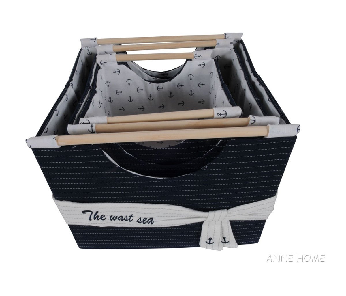 Anne Home Set of 3 Foldable Fabric Storage Baskets for Kids - Multi-Size Organizer Bins for Toys, Books & Clothes - Perfect for Nursery, Playroom & Shelves Storage