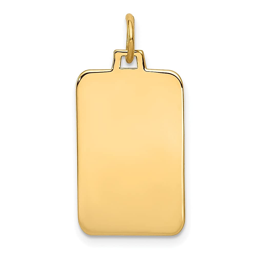 14K Yellow Gold Engravable Rectangular Disc Charm Necklace - 0.009 Gauge Fine Jewelry Pendant for Women | Personalized Gift for Her | Perfect for Anniversaries, Birthdays & Special Occasions