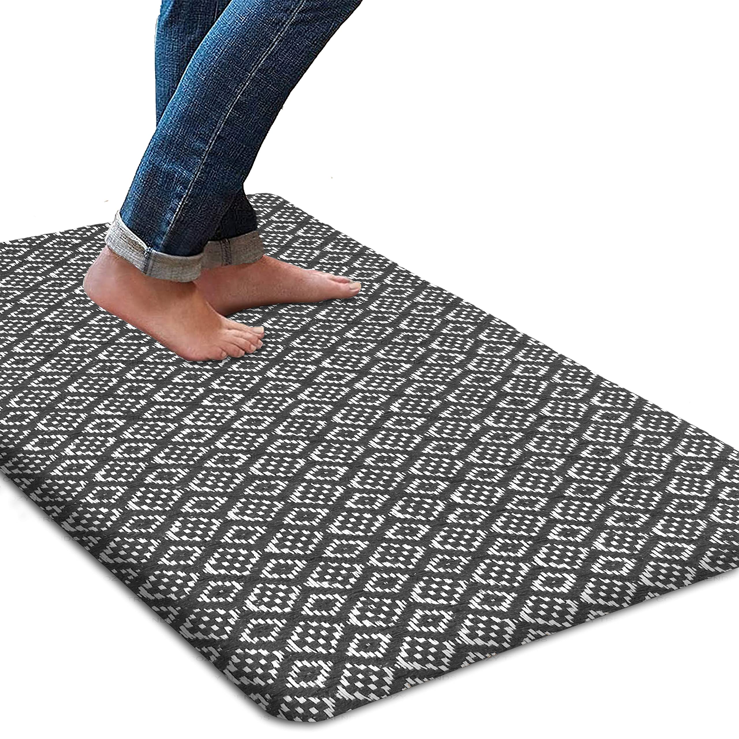 Kitchen Mat Cushioned Anti-Fatigue Rug, Waterproof Non-Slip Heavy Duty Comfort Foam Mat for Kitchen, Sink, Laundry, Office, and Home Floor, Graphite 18''x30'' - Perfect for Standing, Cooking, and Cleaning