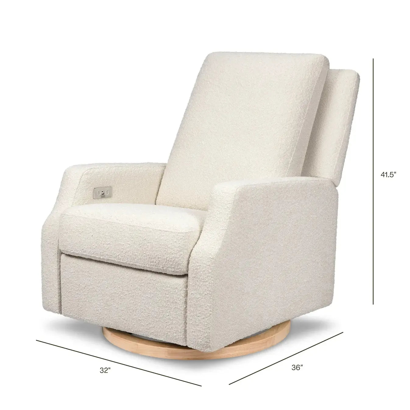 Namesake Crewe Electric Recliner & Swivel Glider Chair with Wood Base - Ivory Boucle Fabric | Modern Living Room Furniture for Relaxing & Entertaining