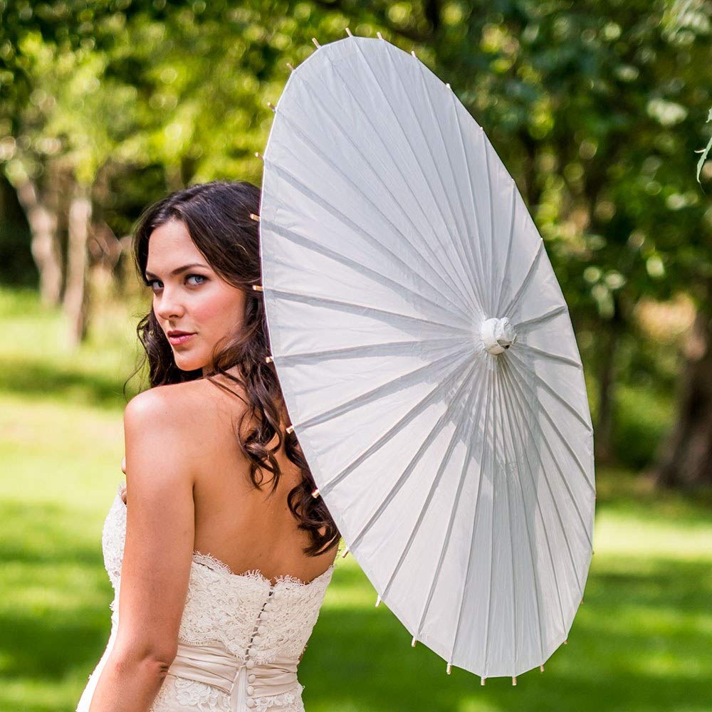 Weddingstar White Paper Parasol with Bamboo Boning - Elegant Wedding Decor, Photo Prop & Outdoor Ceremony Accessory