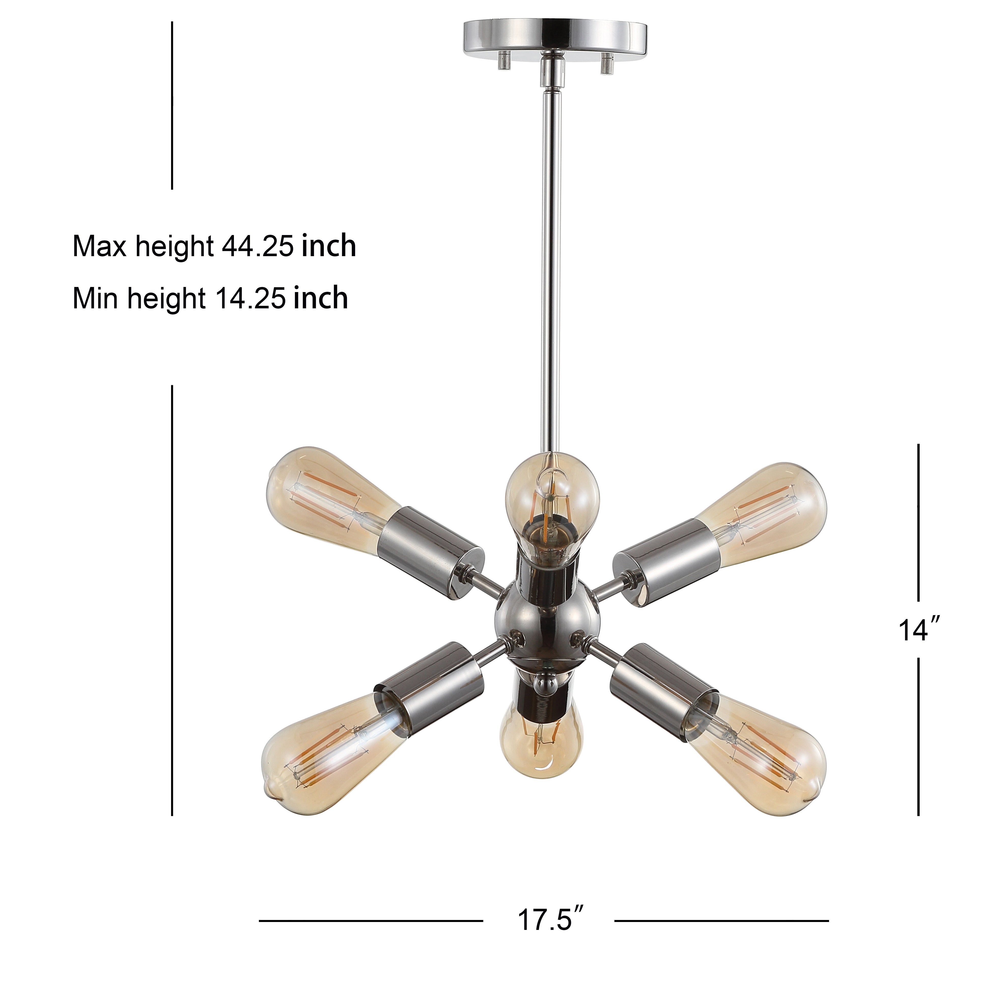 17.5 Inch Sputnik Metal LED Chandelier - Modern Ceiling Light Fixture for Dining Room, Living Room & Bedroom Decor