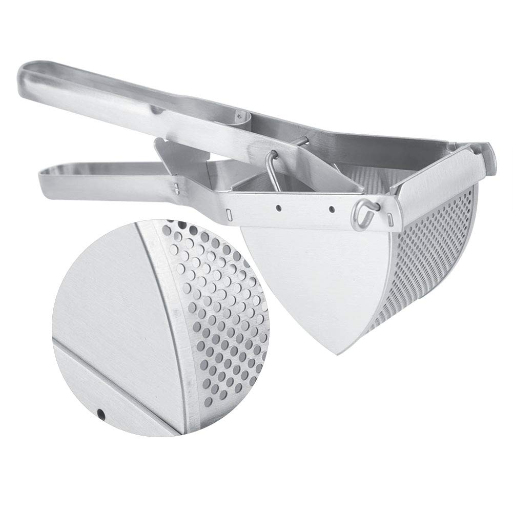 Premium Stainless Steel Potato Masher - Heavy Duty Fruit & Garlic Crusher for Smooth Puree, Guacamole, Baby Food - Ideal for Kitchens, Restaurants & Home Cooking