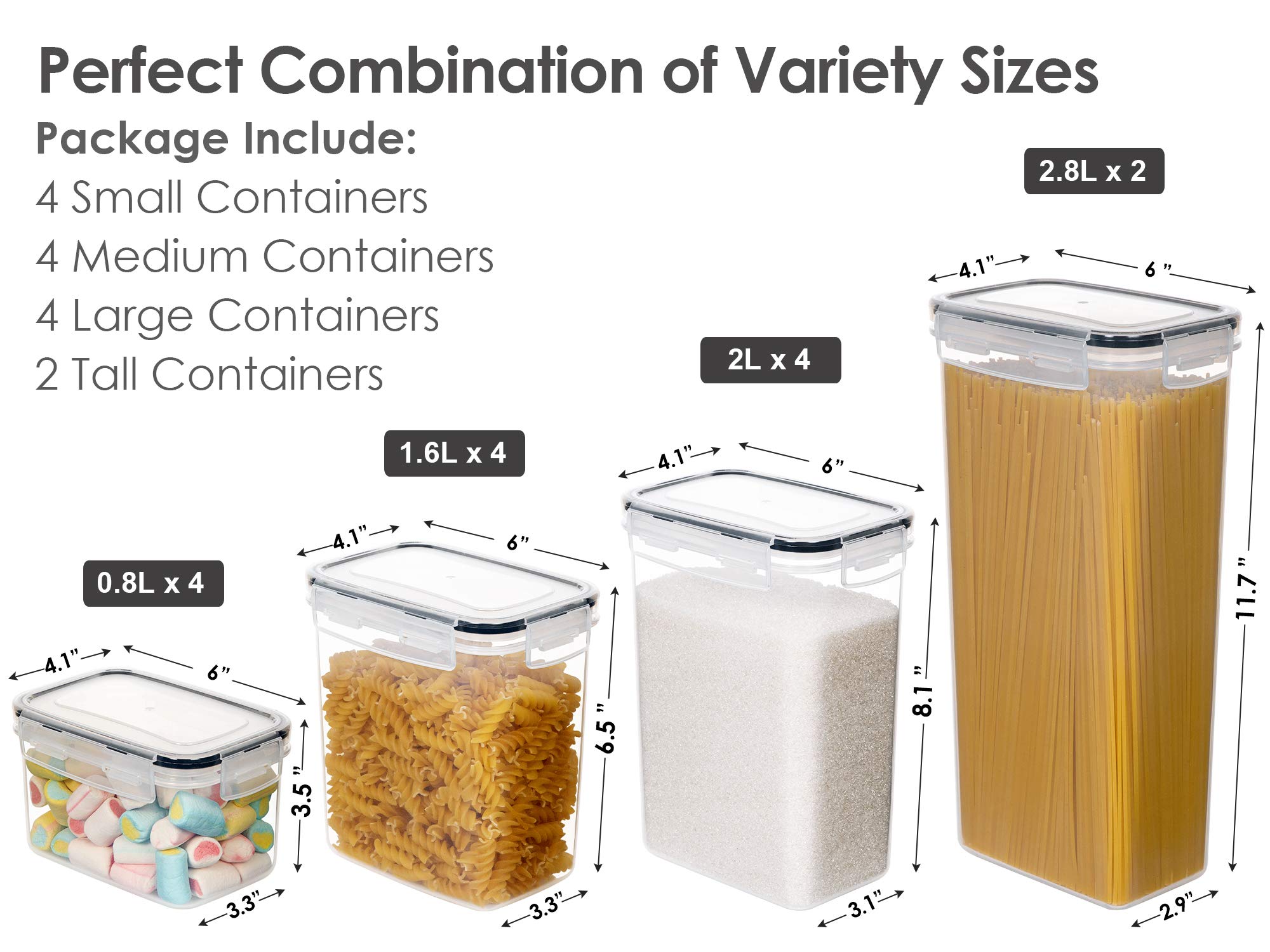 CHEFSTORY 14-Piece Airtight Food Storage Containers Set with Lids - BPA-Free Plastic Kitchen Canisters for Flour, Sugar, Cereal & Dry Goods - Perfect for Pantry Organization, Meal Prep & Bulk Food Storage