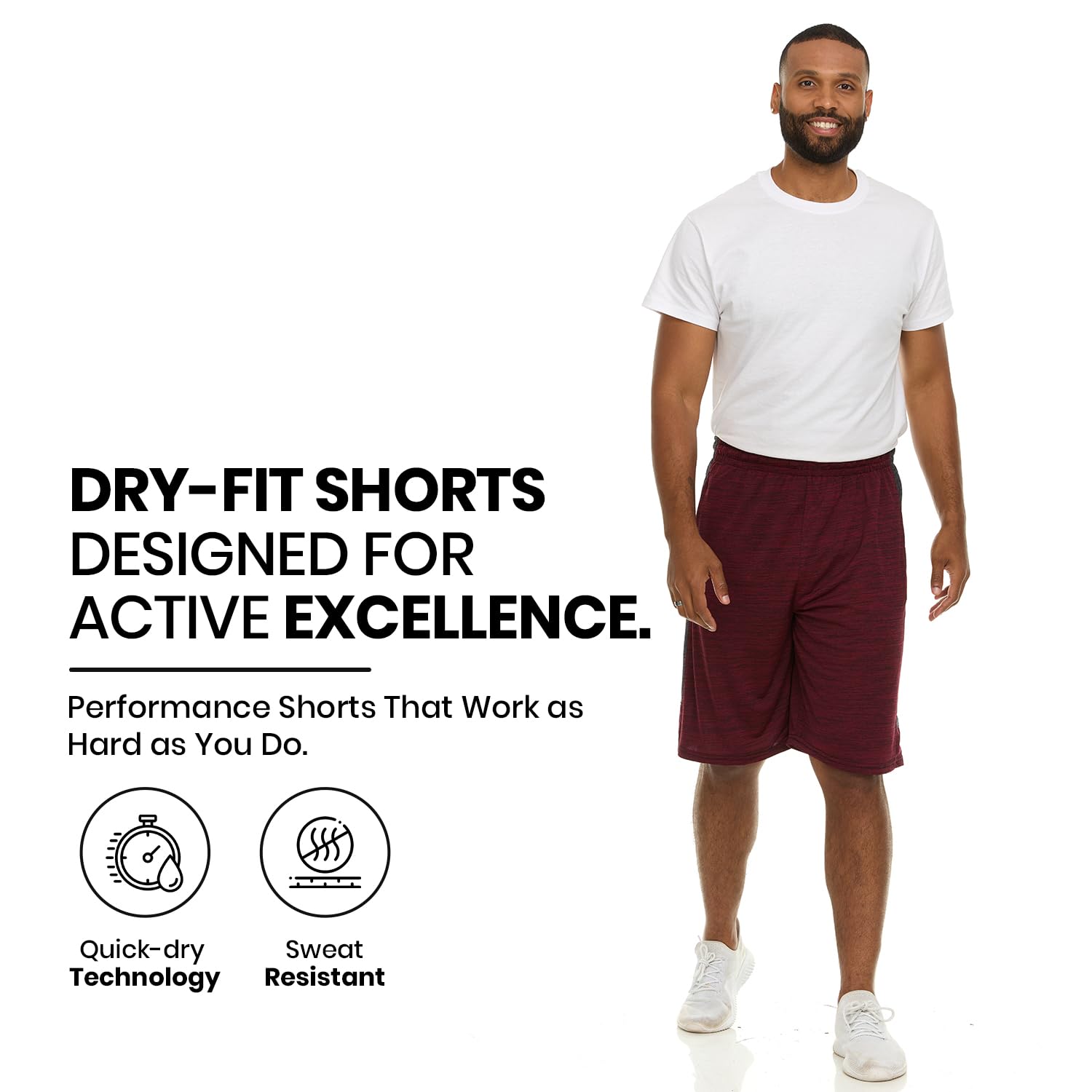 5 Pack Men's Quick-Dry Active Athletic Shorts - Moisture Wicking, Breathable & Lightweight for Running, Gym Workouts & Outdoor Sports