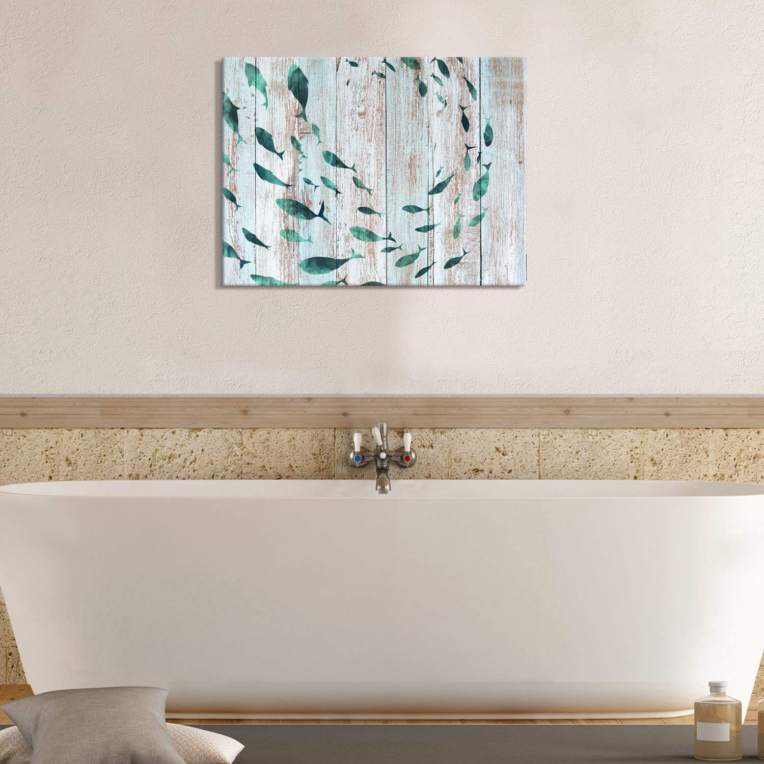 Abstract Fish Canvas Wall Art - Coastal Decor for Bedroom & Office
