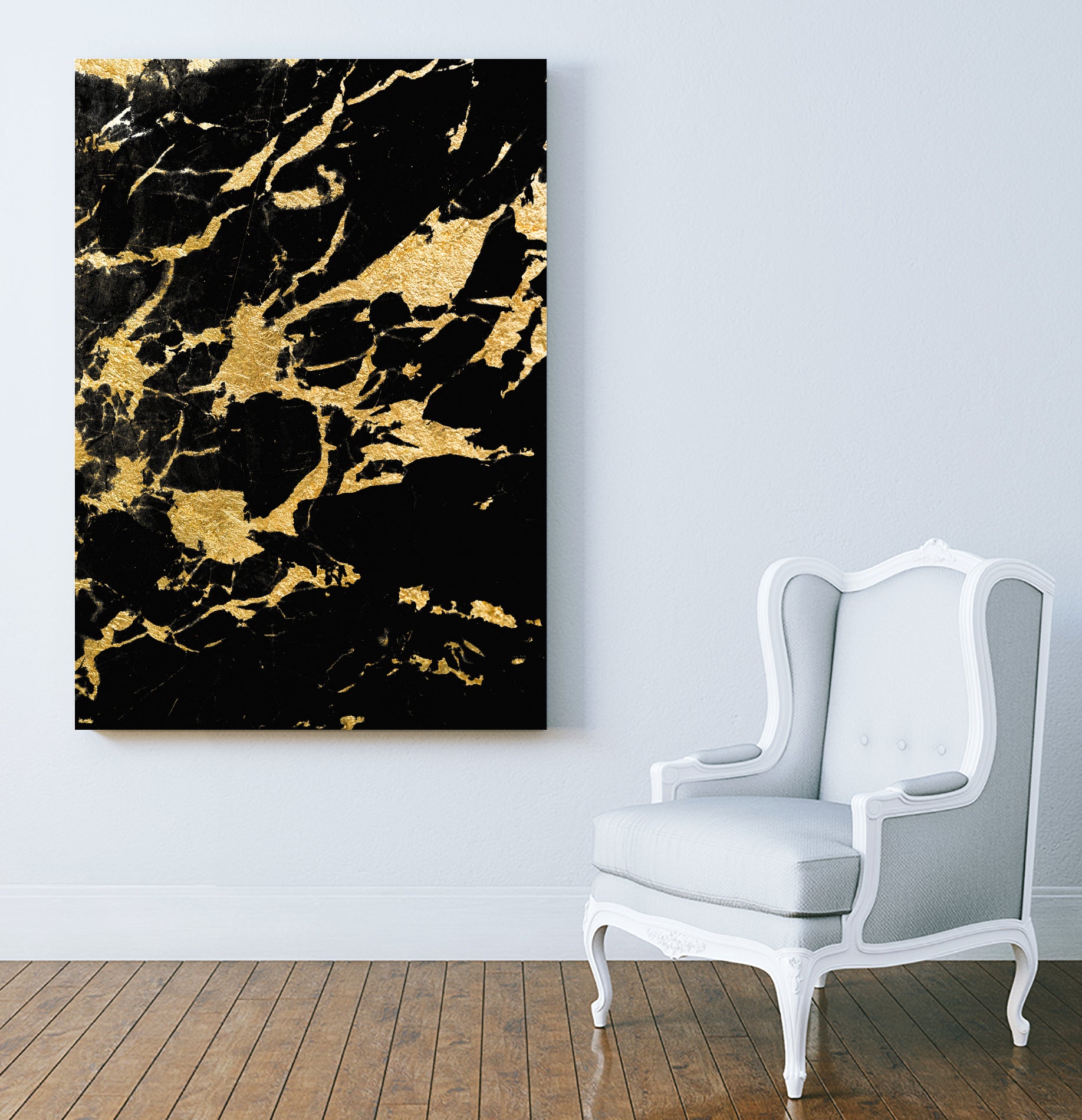 Elegant Black Marble Gold Glam Wall Art Decor - Modern Home & Office Decoration for Living Room, Bedroom, Dining Area
