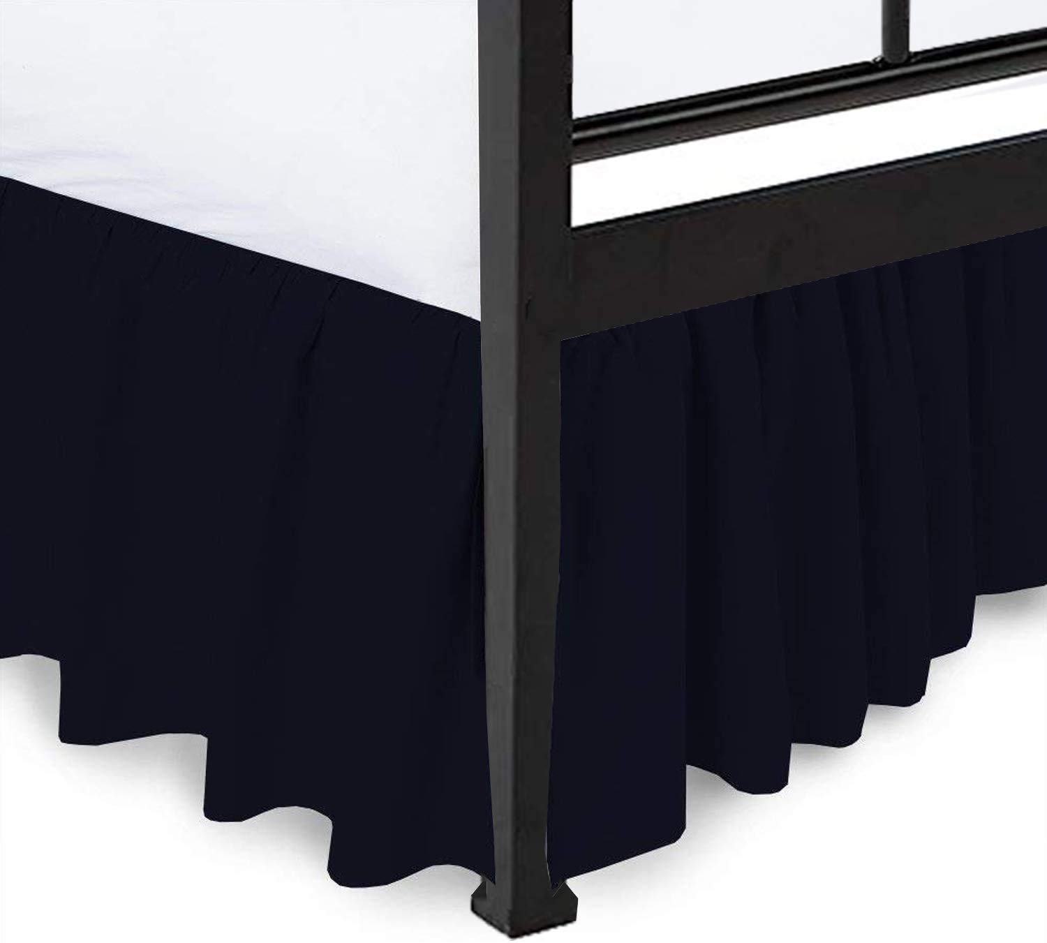 Luxury Ruffled Full Bed Skirt Navy Blue - 14