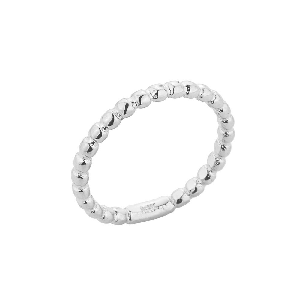 Elegant 10k White Gold Beaded Knuckle Ring for Women - Modern Dainty Mid Finger Jewelry - Perfect for Weddings, Parties & Everyday Wear