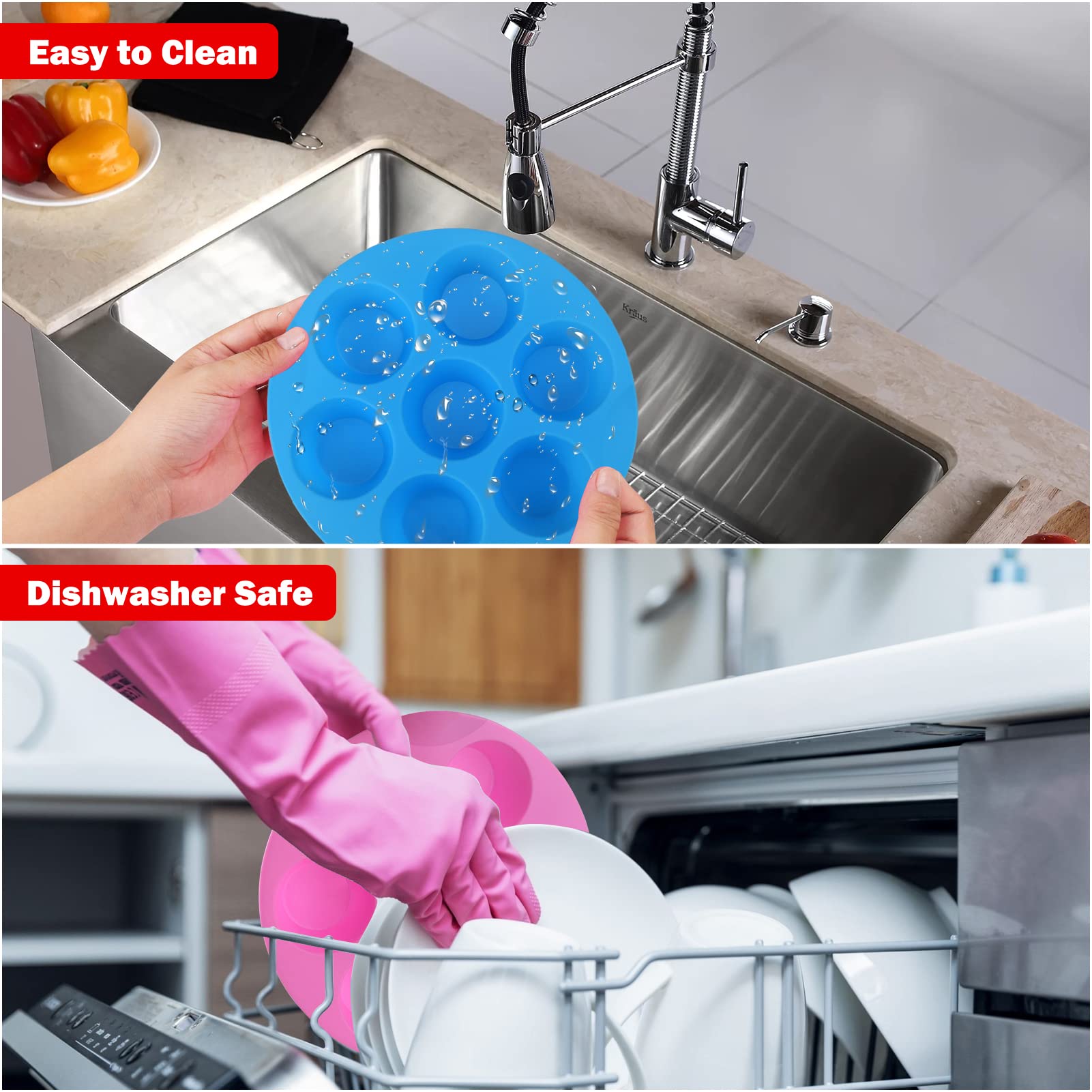 XANGNIER 2-Pack Silicone Muffin Pan for 3QT-5QT Air Fryer | Non-Stick Reusable Cupcake Baking Mold | Perfect for Muffins, Cupcakes & Egg Bites | Air Fryer Accessories for Quick Breakfast & Healthy Snacks