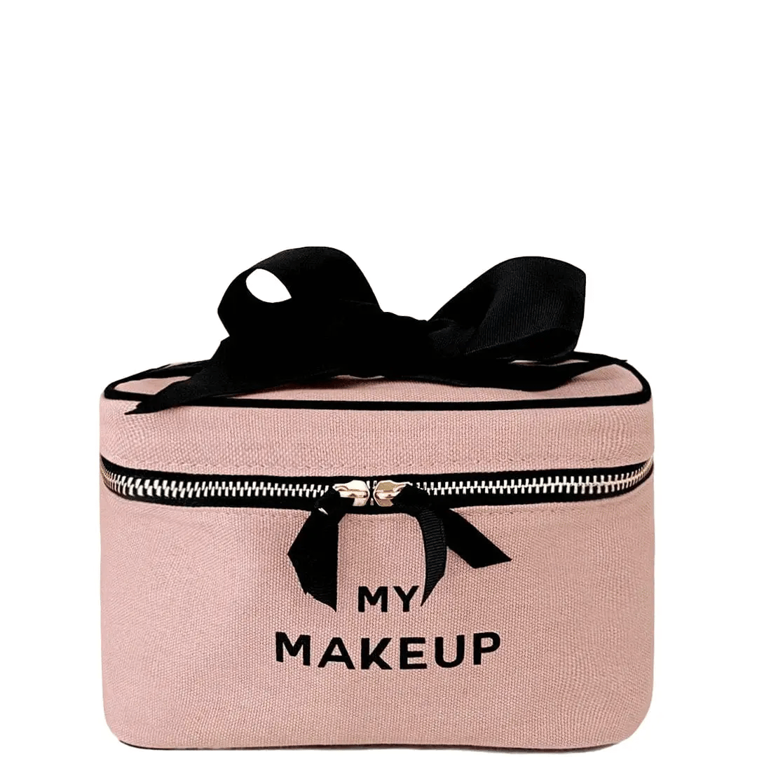 Pink Makeup Cosmetic Box with Mirror - Travel-Friendly Blush Organizer for Makeup Brushes & Cosmetics | Perfect for Home, Travel & Salon Use