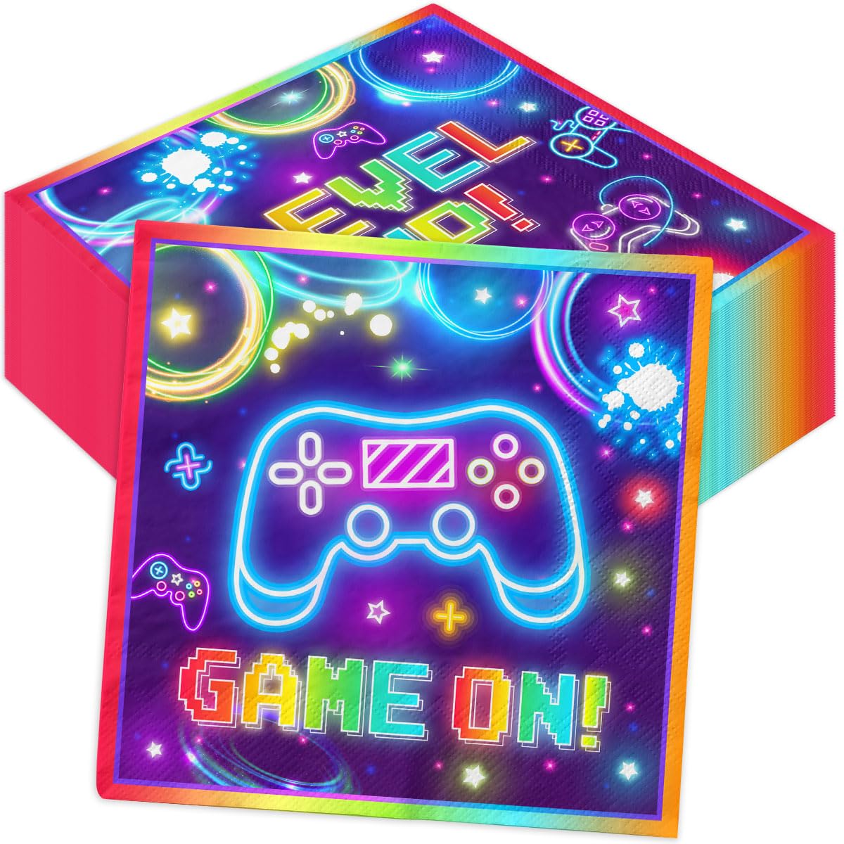 40pcs Video Game Party Napkins - Disposable Neon Gaming Party Supplies for Kids, Boys & Girls | Perfect for Gamer Theme Birthday Parties, Game Nights & Esports Events
