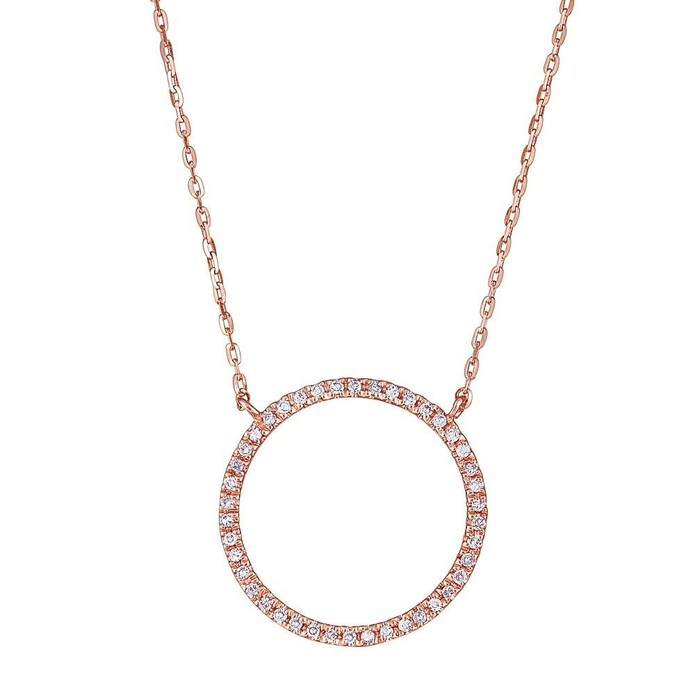 14K Gold 0.10 CTW Diamond Open Circle Necklace for Women - Dainty Minimalist Pendant Jewelry Gift for Anniversary, Birthday & Valentine's Day