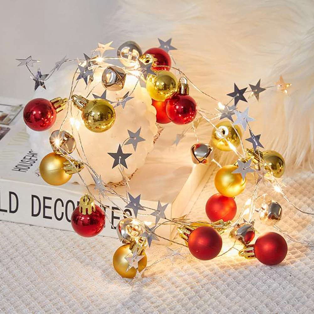 Battery Operated LED Christmas String Lights - 7 ft Pinecone Red Berry Jingle Bell Fairy Garland for Indoor & Outdoor Holiday Decor (Warm White) | Perfect for Window, Patio, Party & Christmas Tree Decoration