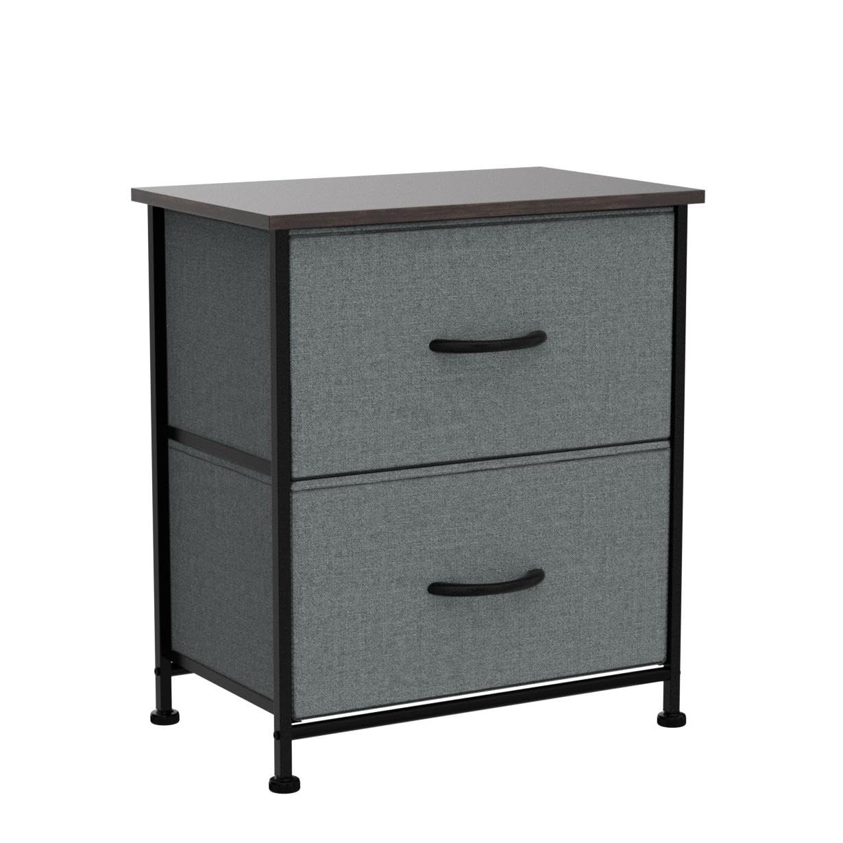 WLIVE Night Stand Set of 2 - Modern Bedside Tables with 2 Drawers & Fabric Bins, Dark Grey Dresser for Bedroom, College Dorm, Apartment - Perfect for Storage & Organization by Your Bed or in Closet