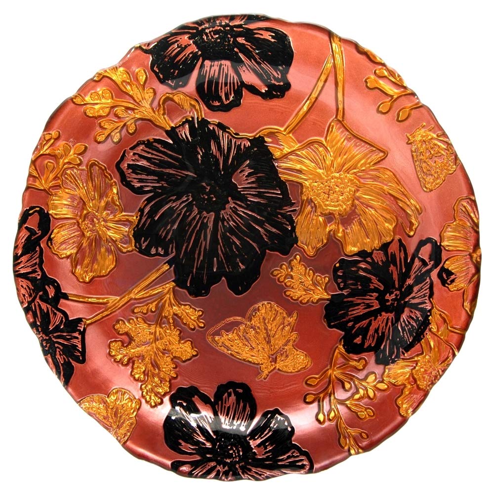 Red Pomegranate 4403-4 Papillon Side Plates Set of 4 - Elegant Rose, Gold & Black Butterfly Design for Dinner Parties, Tea Time & Home Decor