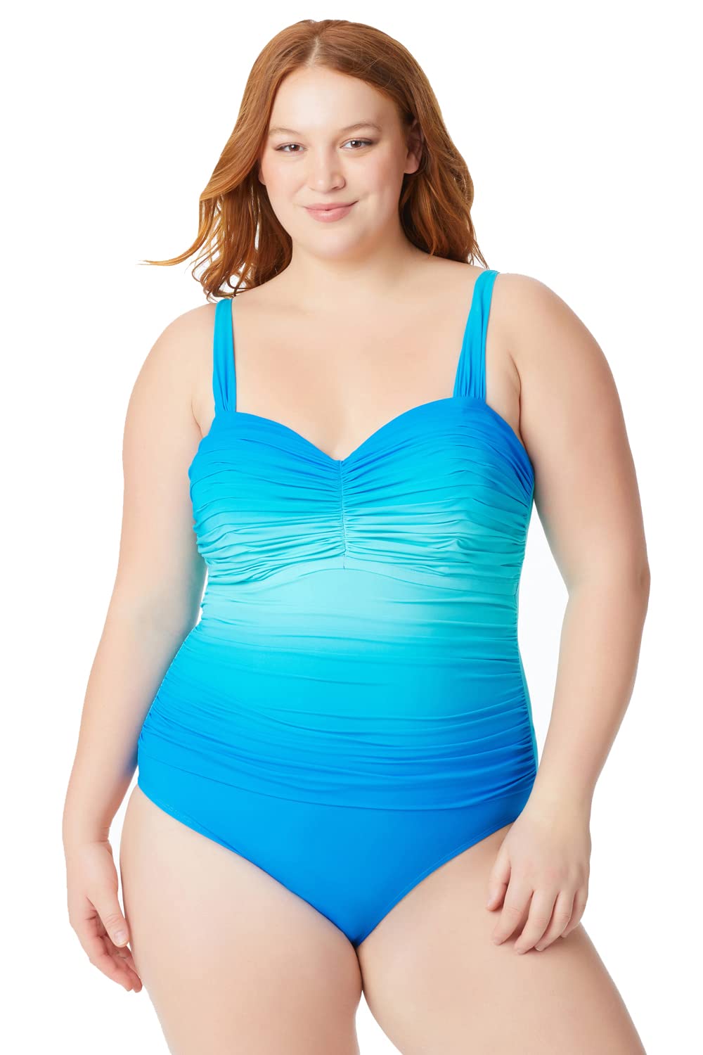 Bleu Rod Beattie Shirred Bandeau One-Piece Swimsuit with Underwire Support - Sexy Swimwear for Women, Perfect for Beach Vacations & Pool Parties (Available in Multiple Sizes)