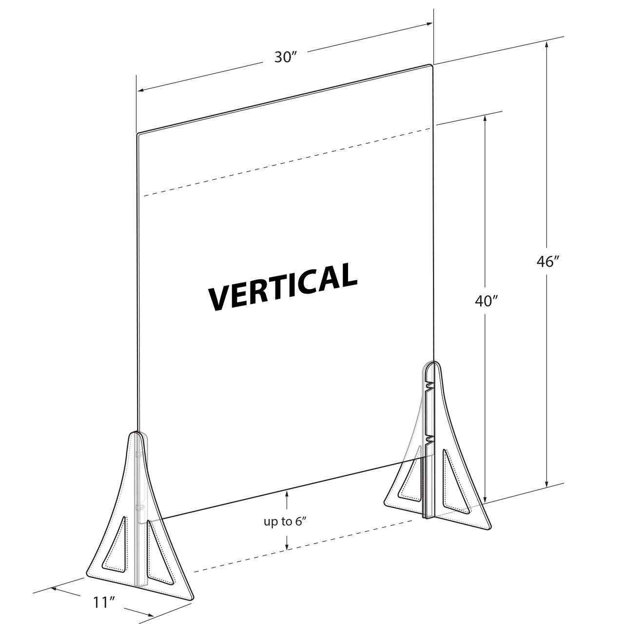 Azar Displays Adjustable Plexiglass Sneeze Guard - 6 Height Settings for Counter, Desk & Transaction Window - Portable Acrylic Desk Shield (2-Pack) - Ideal for Retail, Offices & Food Service Areas