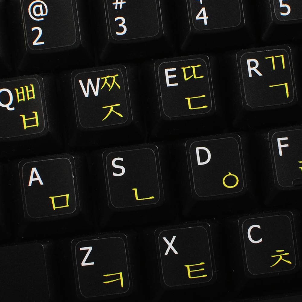 Korean-English Non-Transparent Keyboard Stickers for Laptop & Desktop - Black Background Labels for Typing in Both Languages | Perfect for Multilingual Work, Study & Travel