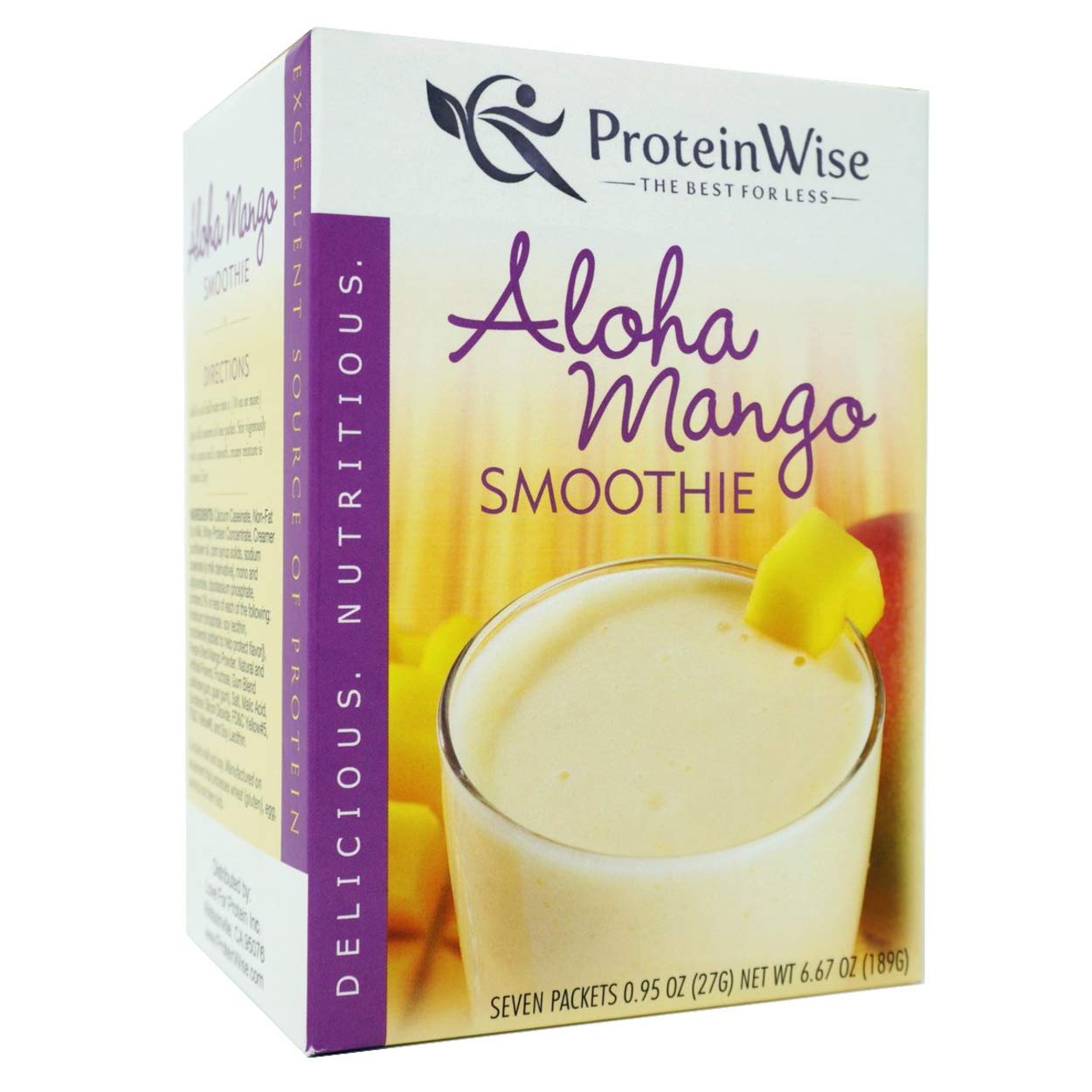 Aloha Mango Smoothie Mix - High Protein Low Carb Kosher Drink | Bariatric & Weight Loss Protein Powder | Healthy Diet Supplement for Post-Workout, Meal Replacement & Keto Lifestyle - 7 Count Pack