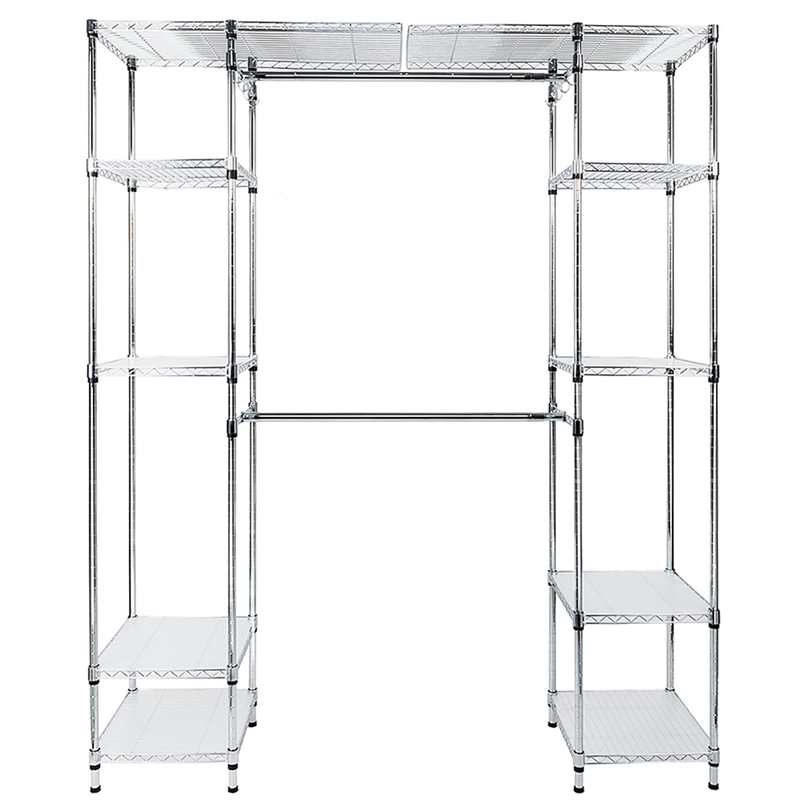 Expandable GT3-DL Custom Closet Organizer Shelves System Kit - Adjustable Metal Clothes Storage Rack for Bedroom, Closet & Wardrobe Organization