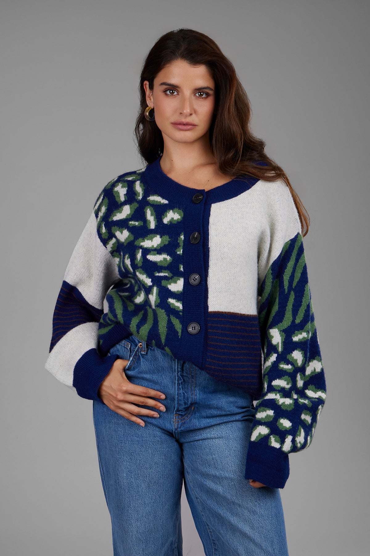 Stylish Multi-Patterned Tie Back Cardigan for Women - Perfect for Office, Date Night & Casual Outfits