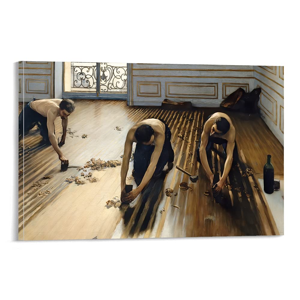 Gustave Caillebotte 'The Floor Scrapers' Oil Painting Reproduction - Premium Canvas Wall Art Print 12x18 inches (30x45cm) for Living Room, Bedroom & Kitchen Decor - Vintage French Impressionist Artwork