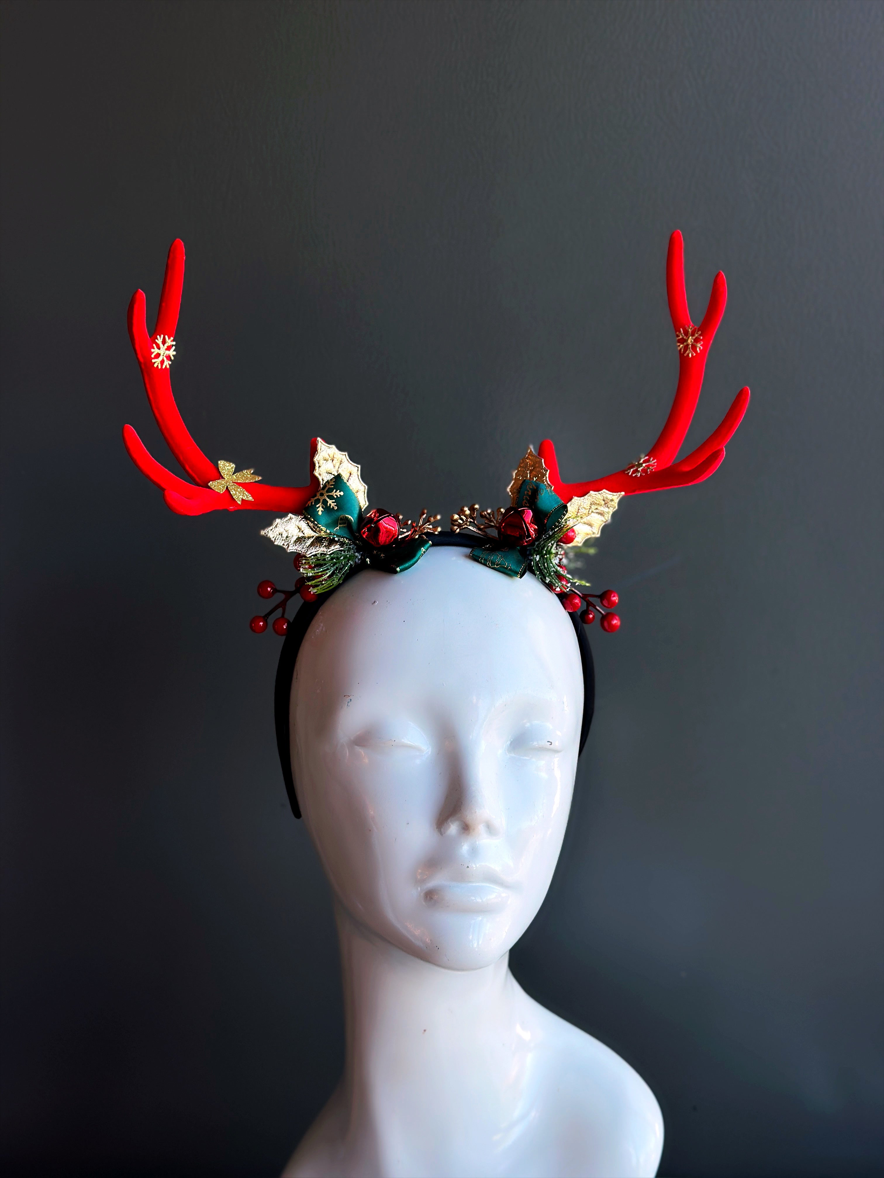 Christmas Deer Antler Headband - Festive Holiday Hair Accessories for Women & Girls - Perfect for Xmas Parties, Costumes, and Holiday Photos