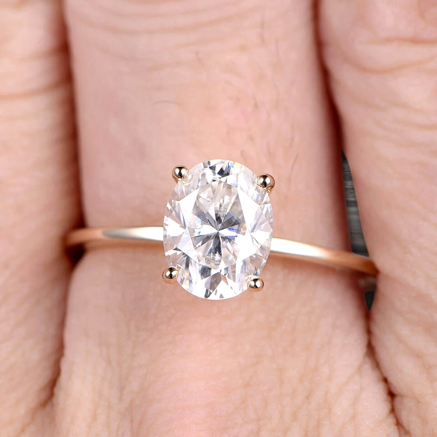 1.00 Carat Oval Moissanite Solitaire Engagement Ring in 10K Yellow Gold - Classic Elegance for Proposals & Anniversaries