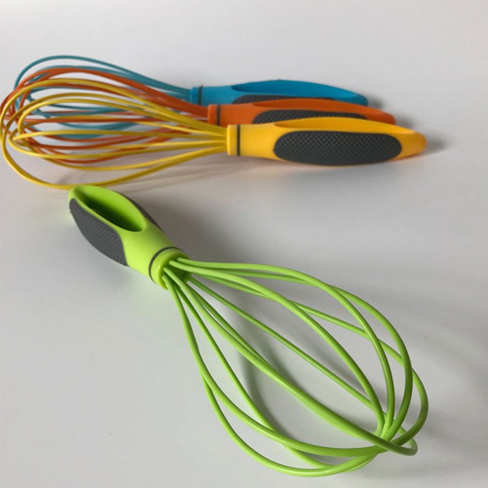 Hemoton 10-Inch Silicone Egg Mixer - Manual Hand Mixer for Baking, Cooking & Whisking Eggs - Durable Wire Whisk for Cake Mixing, Batter & Dough - Perfect Kitchen Gadget for Home Bakers & Cooking Enthusiasts (Great for Baking Cakes, Cookies & Whipping Cream)