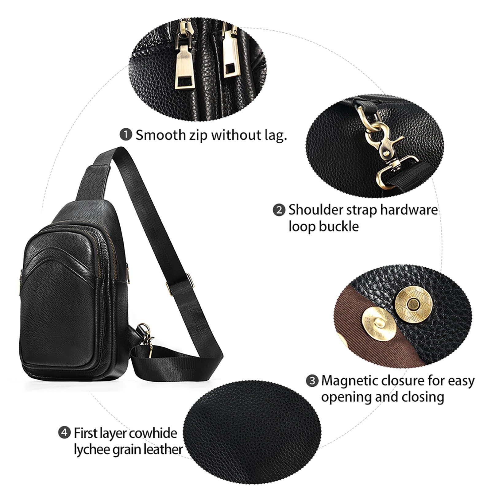 JOYIR Genuine Leather Sling Bag for Men - Premium Crossbody Shoulder Bag, Durable & Stylish Men's Messenger Bag - Perfect for Travel, Work & Everyday Use