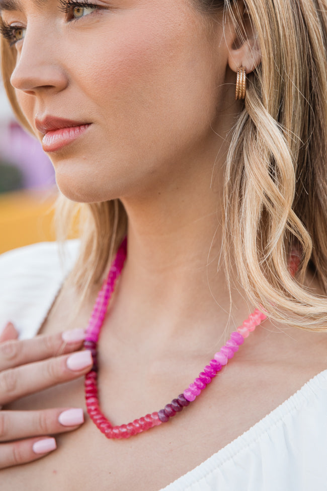 Elegant Pink and Red Beaded Necklace for Women | Bohemian Style Jewelry Gift | Perfect for Parties, Weddings & Date Nights