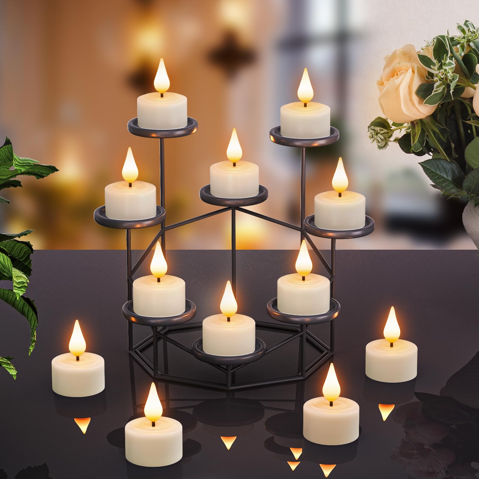 Ymenow 12 Pack Rechargeable Electric Candles with Remote & Timer - Flameless Flickering LED Candles for Home Decor, Weddings, Parties - Battery Operated Fake Candles in Warm White with 3D Wick - Perfect for Romantic Dinners, Holiday Centerpieces & Cozy Ambiance