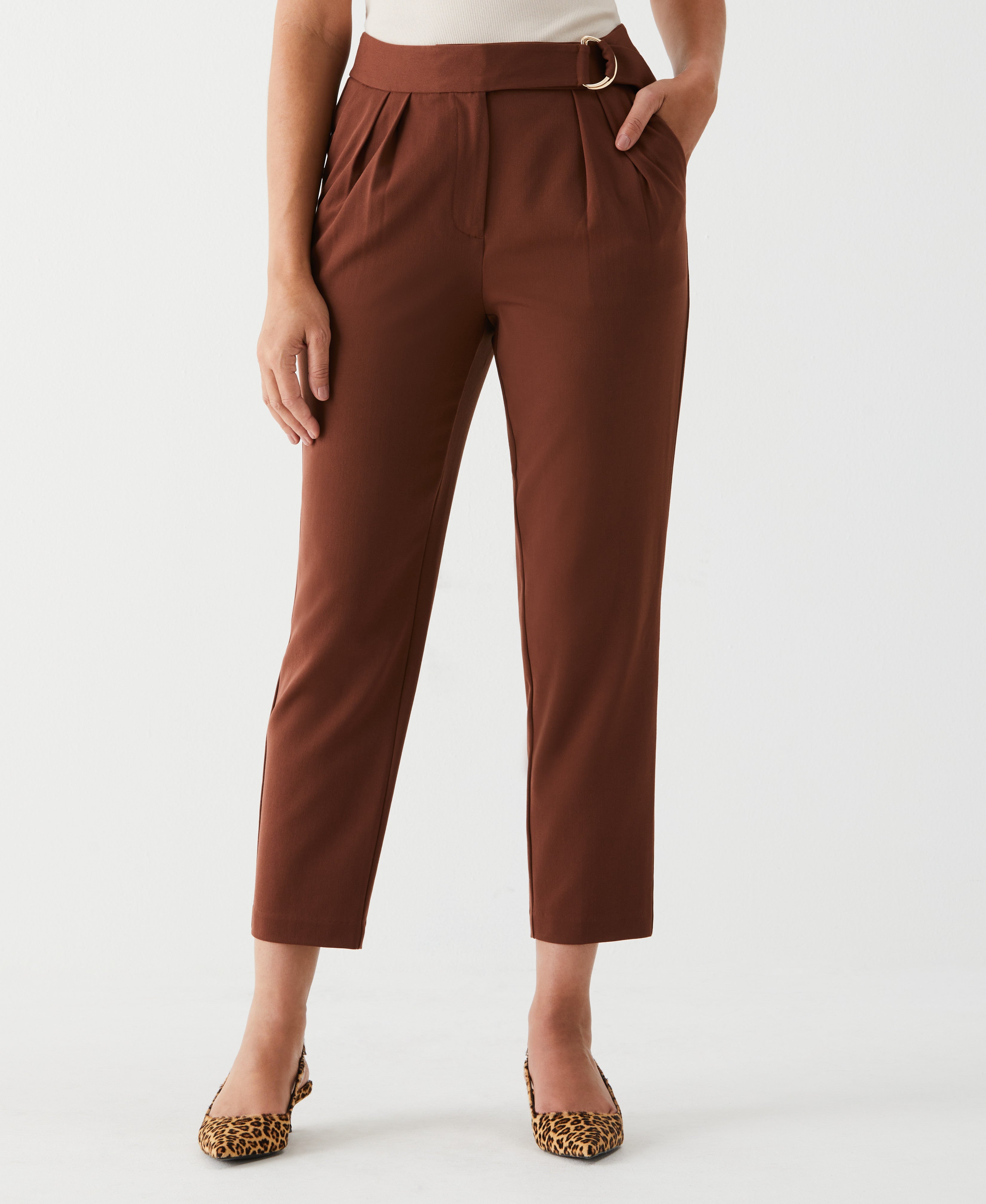 Stylish Pleated Pants with Self-Fabric Belt | Women's High Waist Trousers for Office & Casual Wear | Perfect for Work, Business Meetings & Everyday Outfits
