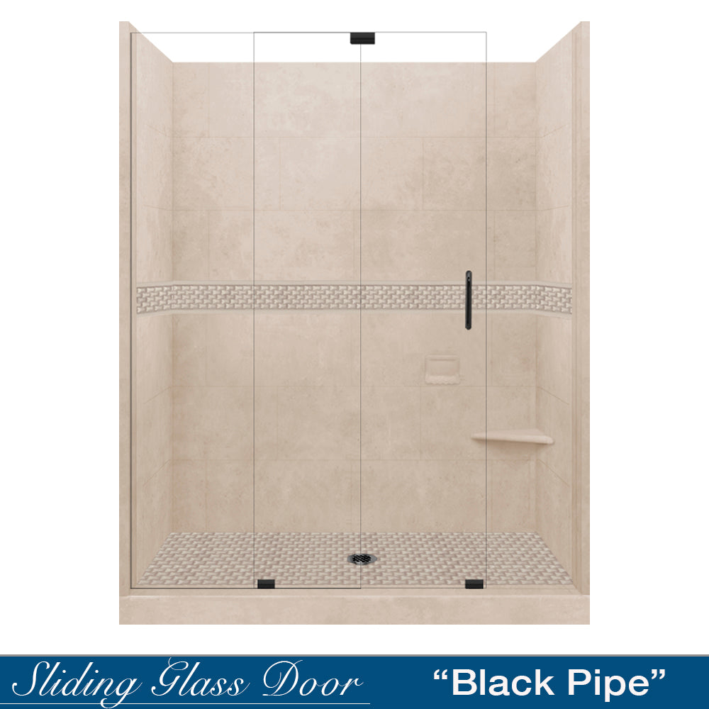 60 Alcove Brown Sugar Sistine Stone & Jewel Stone Accent DIY Shower Remodel Kit - Easy Bathroom Upgrade for Modern Home Renovation