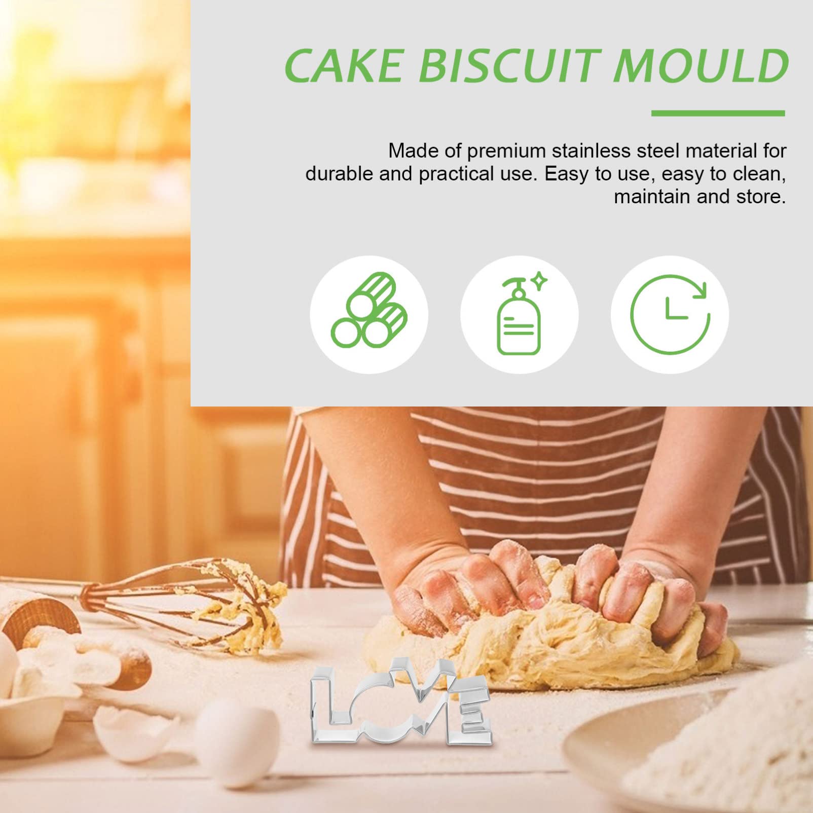 6-Piece Stainless Steel Biscuit & Cookie Cutters Set - Durable Baking Molds for Cakes, Cookies, Fondant - Perfect for Home Baking, DIY Desserts, and Party Treats