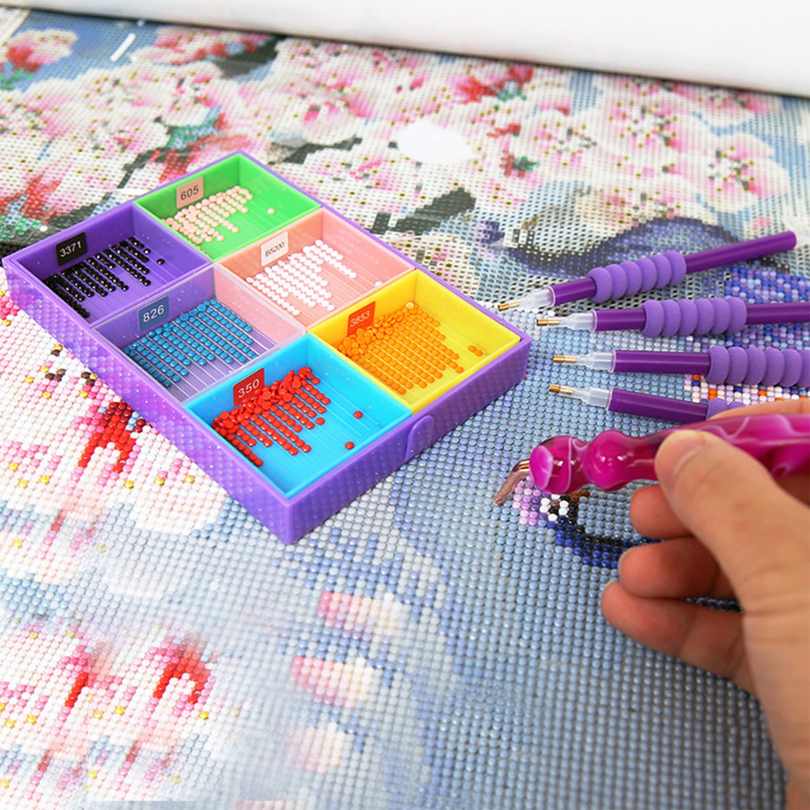 FIYO Diamond Painting Beads Storage Containers - 24 Compartment Organizer Tray for Rhinestones, Art Painting Beads, and Craft Supplies (White, Set of 1) | Perfect for DIY Projects, Scrapbooking & Home Decor Organization