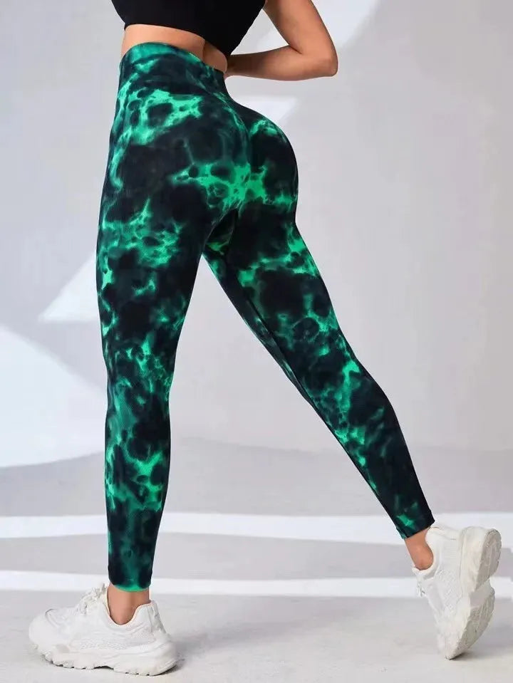 Tie Dye Seamless Yoga Pants for Women - High Waist Workout Leggings, Gym & Fitness Tights, Push Up Sports Clothing | Perfect for Yoga, Running & Casual Wear