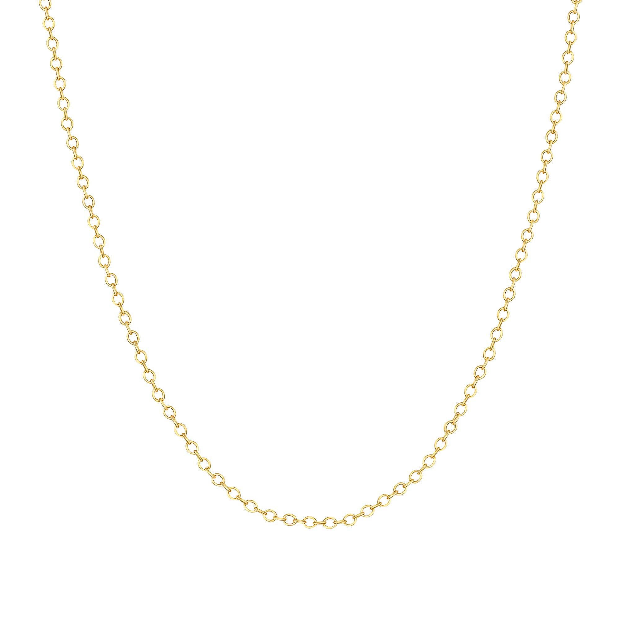 18K Solid Yellow Gold Round Cable Chain Necklace for Women - Dainty Minimalist Jewelry Gift in 16