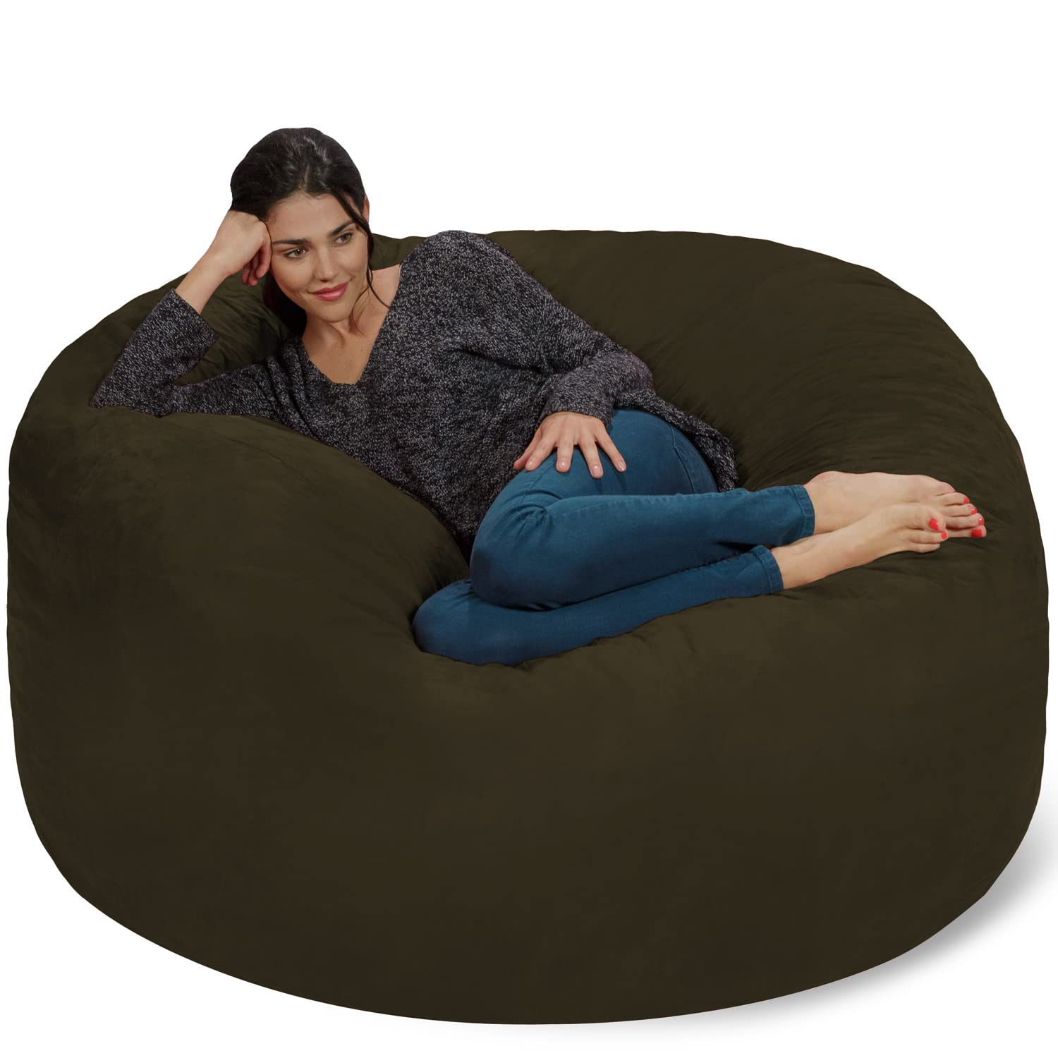 Chill Sack Giant 5' Memory Foam Bean Bag Chair - Ultra Soft Microfiber Cover (Army Green) - Perfect for Living Rooms, Game Rooms & Dorm Relaxation