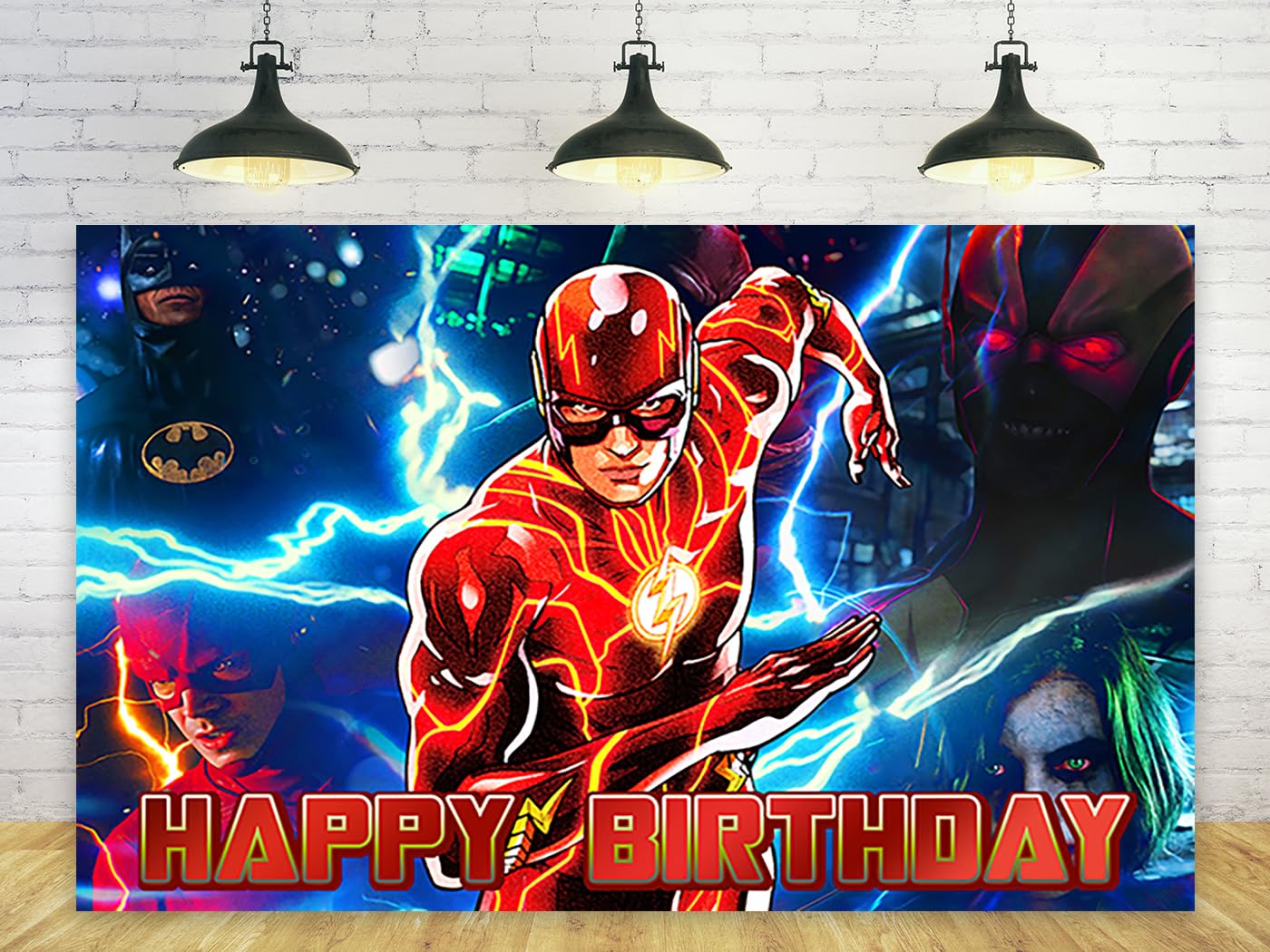 The Flash Superhero Party Backdrop - 5x3ft Red Birthday Decoration for Baby Showers, Cake Tables & Superhero Theme Events | Perfect for The Flash Fans & Comic Book Lovers