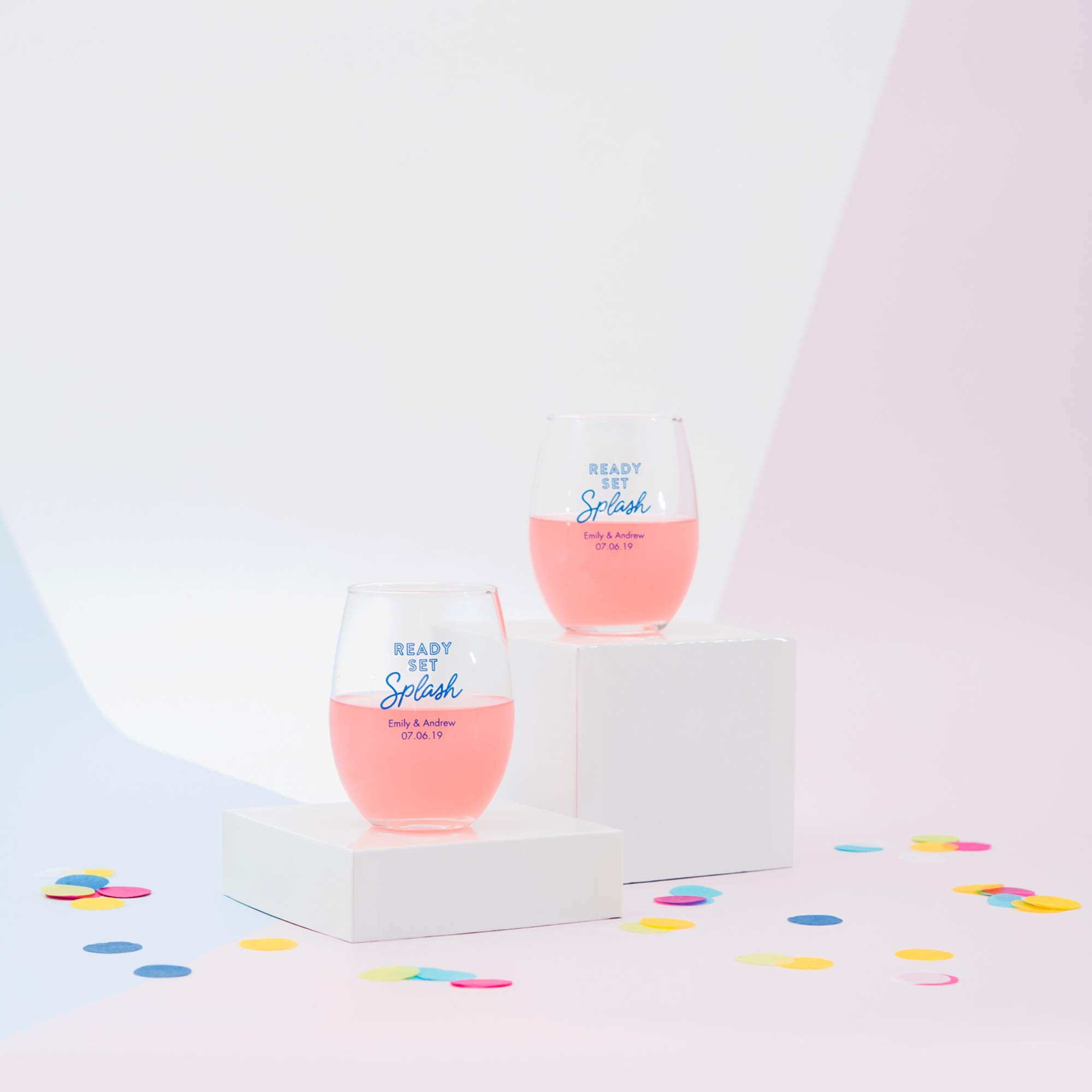 Personalized Large Stemless Wine Glass 15oz (72-Pack) - Custom Wedding Favors, Bridal Shower Gifts & Party Drinkware - Perfect for Receptions, Anniversaries & Special Events