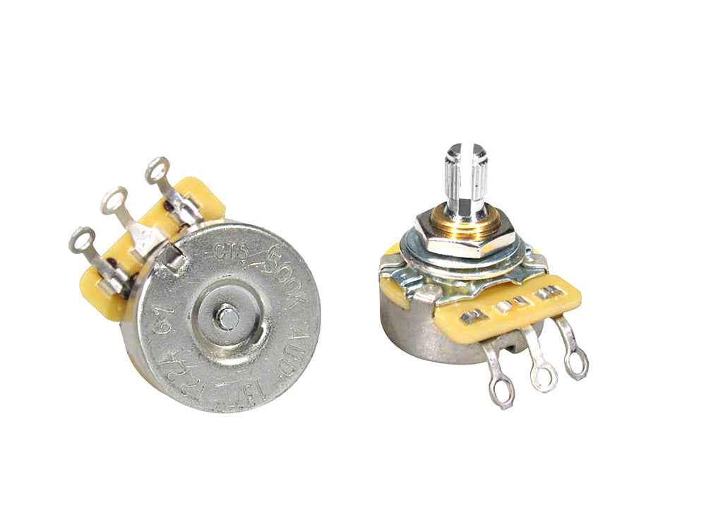 CTS500 A61 500K Ohm Audio Taper Split Shaft Potentiometer with Short Bushing - Perfect for Guitar/Bass Electronics, DIY Audio Projects & Amp Repair