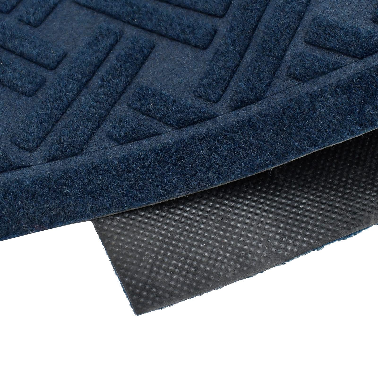 Waterproof Front Door Mat Outdoor - Non-Slip Entrance Rug with Cross Hatch Design for Shoes, Dirt and Mud Trapping - Washable Low Profile Doormat for Patio, Porch & Garage (Dark Blue) - Perfect for High Traffic Areas & All Weather Conditions