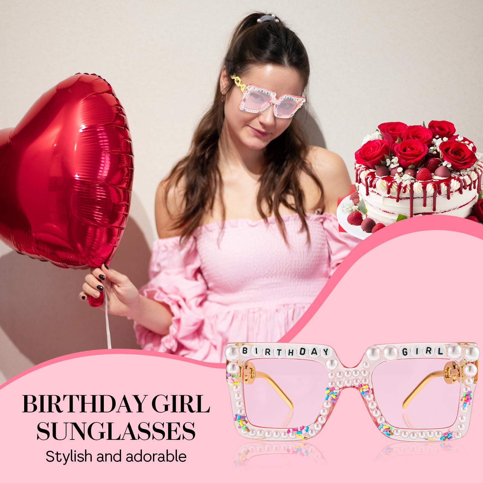 Birthday Girl Sunglasses for Women & Girls - Pink Party Glasses for Birthday Celebrations, Gifts & Accessories | Perfect for Birthday Parties, Bachelorette Events & Festive Occasions