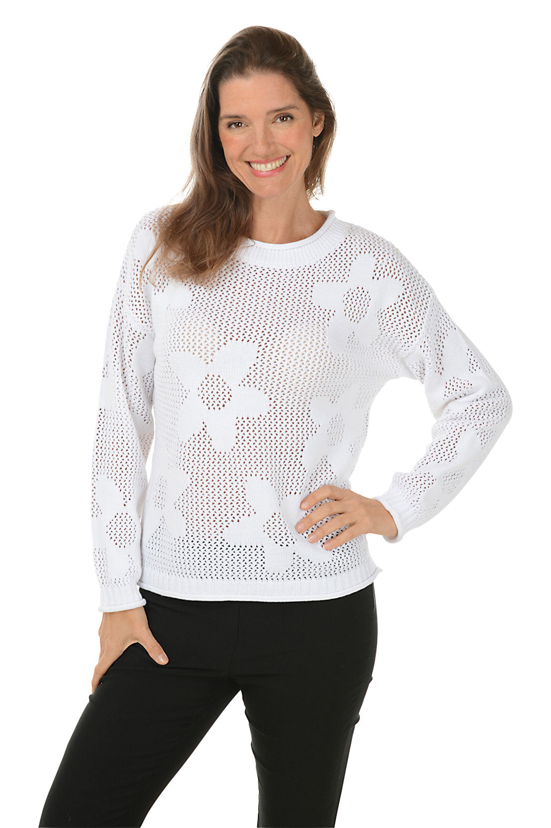 Stylish Daisy Open Weave Sweater for Women - Lightweight Knit Pullover for Spring & Fall - Perfect for Casual Outings and Layering
