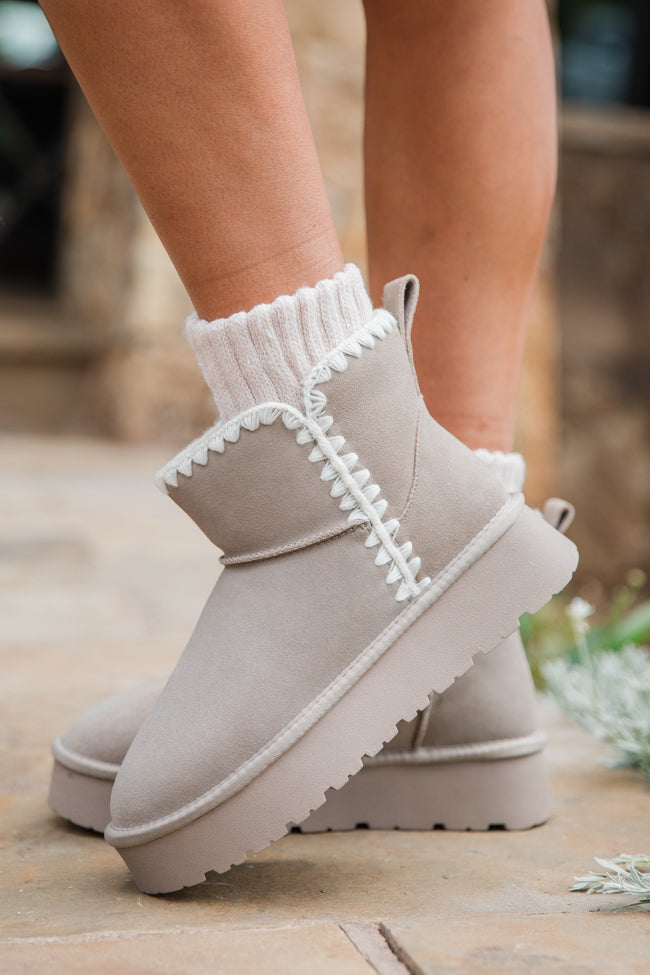 Helen Grey Embroidered Boots for Women - Stylish Ankle Boots with Floral Design | Perfect for Fall, Winter & Casual Outfits