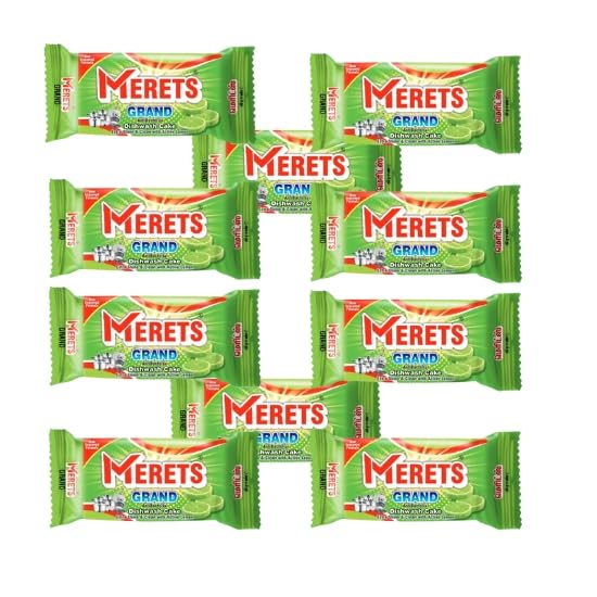 MERETS Dishwashing Soap Bars (Pack of 10) | Natural Lemon Extract for Powerful Cleaning | Removes Tough Grease & Kills 99.9% Bacteria | 155g Each | Gentle on Hands | Ideal for Kitchen, Camping & Travel Use